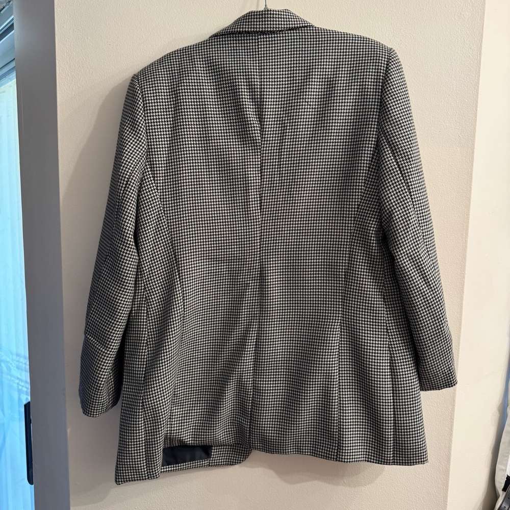 Vintage Hillary Charles Houndstooth Wool Lined Button Up Blazer Size 14 - Picture 6 of 6